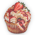 Strawberry Shortcake Cupcake Shaped Pillow — Custom Dessert Throw Pillow