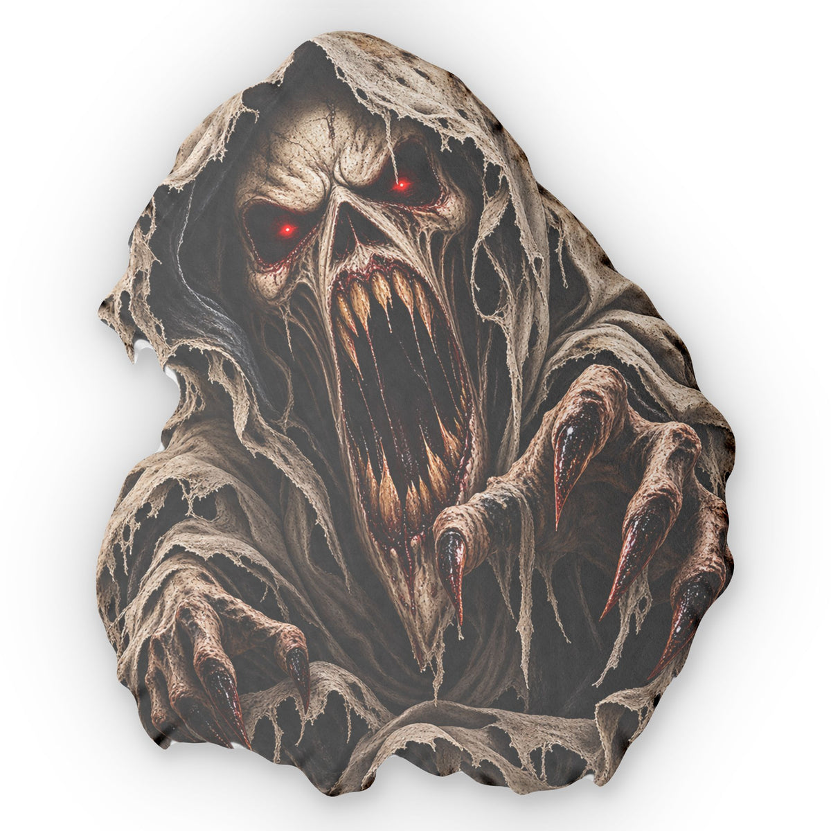 Horror Monster Pillow — Custom Shaped Creepy Red-Eyed Demon Throw