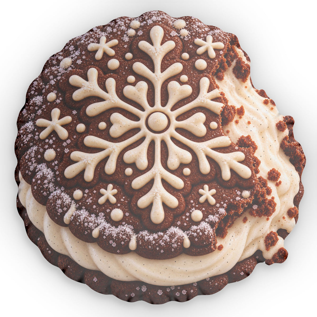 Snowflake Cookie Shaped Pillow — Festive Holiday Decorative Cushion