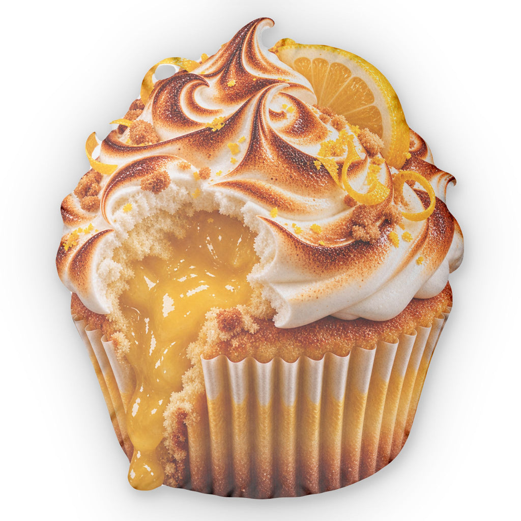 Lemon Meringue Cupcake Pillow — Realistic Dessert Shaped Cushion